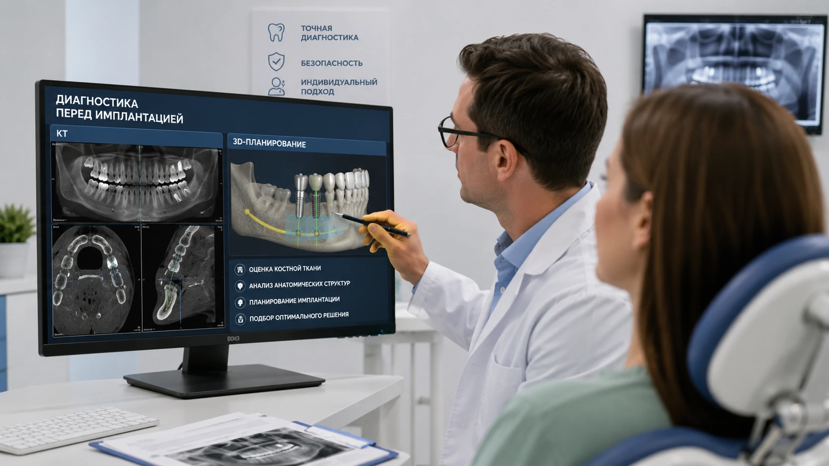 КТ и 3D-планирование перед имплантацией зубов